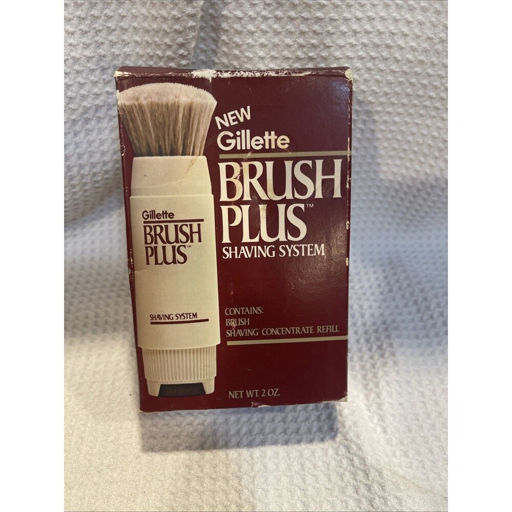 Vintage Gillette Plus Shaving System 1984 Brush & Shave Concentrate